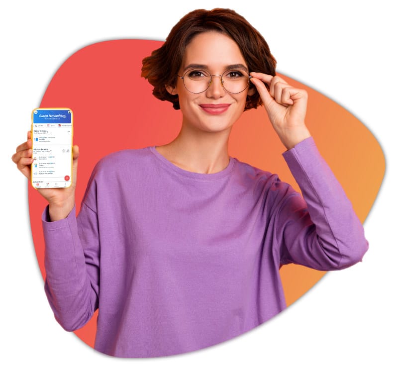 Familie nutzt Tablet-App zur Kommunikation mit Senioren